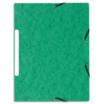 EXACOMPTA Chemise 3 rabats et élastique carte marbrée recyclée 4/10e 355gr. Format 24x32cm. Coloris Vert