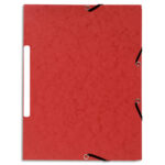 EXACOMPTA Chemise 3 rabats et élastique carte marbrée recyclée 4/10e 355gr.Format 24x32cm.Coloris Rouge