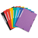 EXACOMPTA Chemise 3 rabats et élastique carte marbrée recyclée 4/10e 355gr.Format 24x32cm.Coloris Assorti