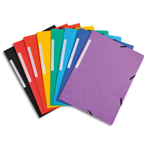 465213_d1.jpg EXACOMPTA Chemise 3 rabats et élastique carte marbrée recyclée 4/10e 355gr.Format 24x32cm.Coloris Assorti – Image 1