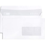 CLAIREFONTAINE Paquet de 50 enveloppes Blanches auto-adhésives 80 gr format 110x220mm fenêtre 45x100mm