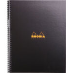 RHODIA Cahier spirale couverture Noire carte 22,5x29,7cm 160 pages 5x5 perforées 4 trous