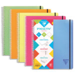 CLAIREFONTAINE Cahier Linicolor Proactive spirale PP 160p ligné format 22,5x29,7cm.Coloris assortis Fresh