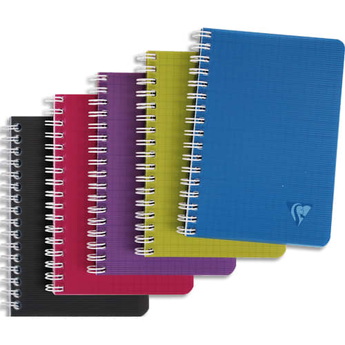 465334_d1-1.jpg CLAIREFONTAINE Carnet spirale LINICOLOR polypropylène 100 pages 9x14cm 5x5. Coloris assortis Intensive – Image 1