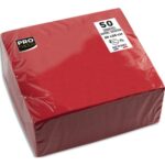 PRO NAPPE Paquet de 50 serviettes cocktail micro-gaufrées ouate 2 plis - 20x20 cm - Rouge