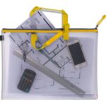 SNOPAKE Sac zippé EVA Mesh A4++ anse jaune, Sangle de transport avec prise en main 40,5 x 28 cm