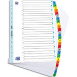 OXFORD Intercalaire alphabétique, carte Blanche 170g, 26 positions renforcées mylar, format A4. Assortis
