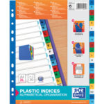 OXFORD Intercalaire alphabétique, en polypropylène 12/100e, 20 positions, format A4+. Assortis