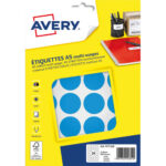 AVERY Sachet de 240 pastilles Ø30 mm. Imprimables. Coloris Bleu