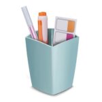 CEP Pot à crayons RIVIERA en polystyrène, 2 compartiments. Dimensions (lxhxp): 7,4x9,5x7,4 cm. Vert d'eau – Image 2