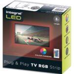 INTEGRAL Bandeau LED TV PLUG&PLAY 2mètres, 24 LED/m 5V, 1,5W/m. Réglable avec télécommande Connecteur USB