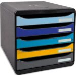 EXACOMPTA Module de classement Big Box + 5 tiroirs Bee Blue. Dim (lxhxp) : 27,8x27,1x34,7 cm. Assortis