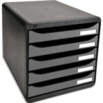 EXACOMPTA Module de classement Big Box + 5 tiroirs Metallic Dim (lxhxp) : 27,8x27,1x34,7 cm. Noir/Argent