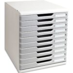 EXACOMPTA Module de classement Modulo 10 tiroirs. Dimensions (lxhxp) : 28,8x32x35 cm. Gris Lumière/Granit