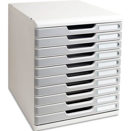 EXACOMPTA Module de classement Modulo 10 tiroirs. Dimensions (lxhxp) : 28,8x32x35 cm. Gris Lumière/Granit