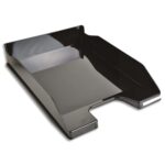 EXACOMPTA Corbeille à courrier Combo Midi Office. Dim (l x h x p) : 25,5 x 6,5 x 34,6 cm. Noir Glossy