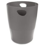 Corbeille à papier 15 Litres en polystyrène. Dimensions (Øxh) : 26 x 33,5 cm. Coloris Gris Souris