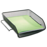 ALBA Corbeille à courrier en métal Mesh - Dimensions (l x h x p) : 27 x 6,5 x 34 cm. Coloris noir