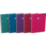 OXFORD Cahier carte spirale SMART 23x29,7cm A4+ 160 pages 4 trous seyes. Coloris vif assortis