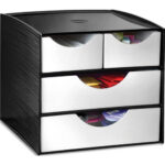 CEP Module 2 petits tiroirs + 2 grands tiroirs Dim : 18,6 x 18,5 H 17,5 cm Noir/Gris métal