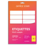 OFFICE STAR Boîte 100 étiquettes adhésives multiusage format A5 210x148mm. Planche A4. Coloris jaune