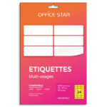 OFFICE STAR Boîte 1200 étiquettes adhésives multiusage format 70x37mm. Planche A4. Coloris jaune