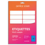 OFFICE STAR Boîte 100 étiquettes adhésives multiusage format A5 210x148mm. Planche A4. Coloris bleu
