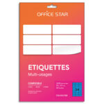 OFFICE STAR Boîte 1200 étiquettes adhésives multiusage format 70x37mm. Planche A4. Coloris bleu