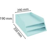 EXACOMPTA Corbeille à courrier Aquarel 3 niveaux en carton Dim(lxhxp): 35 x 19 x 29 cm. Vert pastel