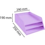 EXACOMPTA Corbeille à courrier Aquarel 3 niveaux en carton Dim(lxhxp): 35 x 19 x 29 cm. Mauve