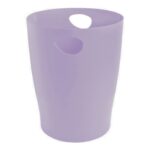 EXACOMPTA Corbeille à papier ECOBIN AQUAREL 15L en polypropylène. Dim (Ø x H) : 26 x 33,5 cm. Mauve