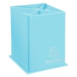 EXACOMPTA Pot à crayons AQUAREL en carton 4 compartiments. Dim (lxhxp): 8,5 x 11 x 8,5 cm. Bleu pastel