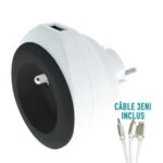 WATT & CO Prise murale BeWatt avec chargeur USB réversible Noire