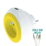 WATT & CO Prise murale BeWatt avec chargeur USB réversible Jaune