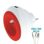 WATT & CO Prise murale BeWatt avec chargeur USB réversible Rouge