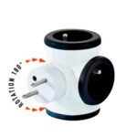 WATT & CO Multiprise triplite WattBall, 2 prises 16A+1 prise 6A+1 USB 2,1A Noire