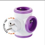 WATT & CO Multiprise triplite WattBall, 2 prises 16A+1 prise 6A+1 USB 2,1A Violet