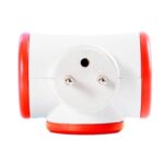 WATT & CO Multiprise triplite WattBall, 2 prises 16A+1 prise 6A+1 USB 2,1A Rouge