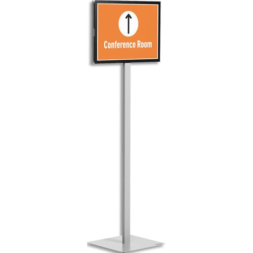 469015_d1.jpg DURABLE Présentoir sur pied INFO STAND BASIC A3, affichage 2 côtés. Livré avec 2 DURAFRAME MAGNETIC noir – Image 1