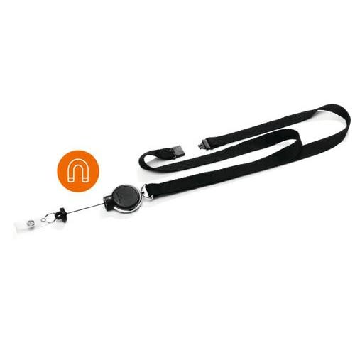 469018_d1.jpg DURABLE Tour de cou sécurisé L80cm x l.15mm avec enrouleur + attache lannière. Coloris noir – Image 1