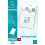 EXACOMPTA Sachet de 50 pochettes perforées A4 en polypropylène grainé 5/100e cristal