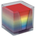 QUO VADIS Boîtier transparent + recharge bloc cube NAPOLITAIN 9x9x7,5cm 590 feuilles non encollées 80g
