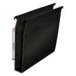 OBLIQUE AZ Paquet de 10 dossiers suspendus ARMOIRE en polypro opaque 5/10e.Fond 50, bouton-pression. Noir