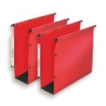 OBLIQUE AZ Paquet de 10 dossiers suspendus ARMOIRE en polypro opaque 5/10e.Fond 80, bouton-pression.Rouge