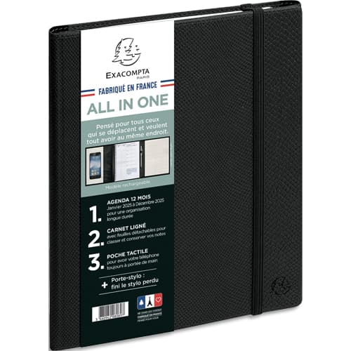 478640_d1-1.jpg EXACOMPTA Agenda de bureau All in one Horizons 20S Kaa 15x21 cm spiralé Janvier à Décembre Noir – Image 1