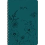 OBERTHUR Agenda Primrose 10x15cm Wire'O Janvier à Décembre VERT CANARD