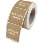 Etiquettes adhésives Plaisir d'Offrir (Motif Blanc sur Fond Kraft), 4x3,5cm - Rouleau de 500 96E0442