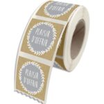 Etiquettes adhésives Plaisir d'Offrir (Motif Gris et Blanc), 4x3,5cm - Rouleau de 500 dans un 96E041