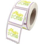 Etiquettes adhésives Plaisir d'Offrir (Motif fantaisie en 3 couleurs), 4x3,5cm - Rouleau de 5 96E041