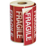 Rouleau de 1000 étiquettes rouges - ''FRAGILE'' Blanc 120 x 50 mm ETFR
